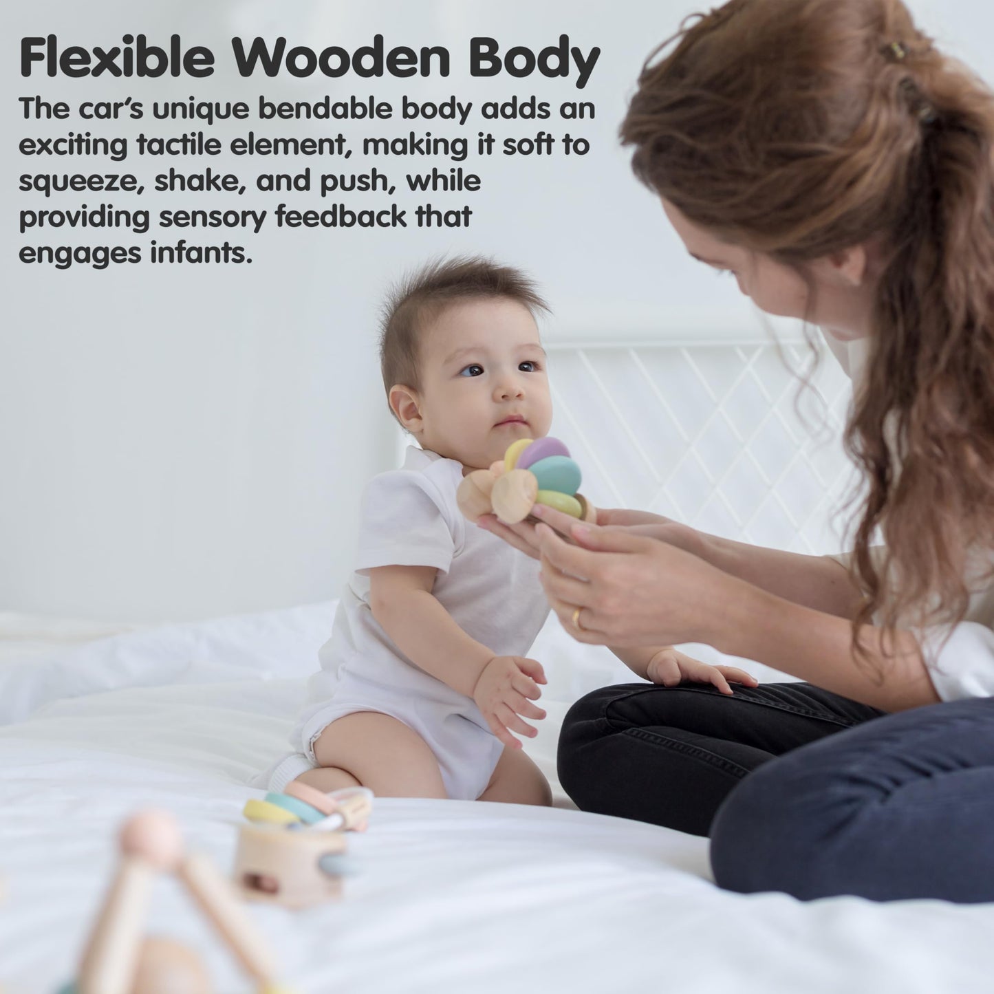 PlanToys Wooden Baby Push Toy Car | Montessori-Inspired Infant Toy