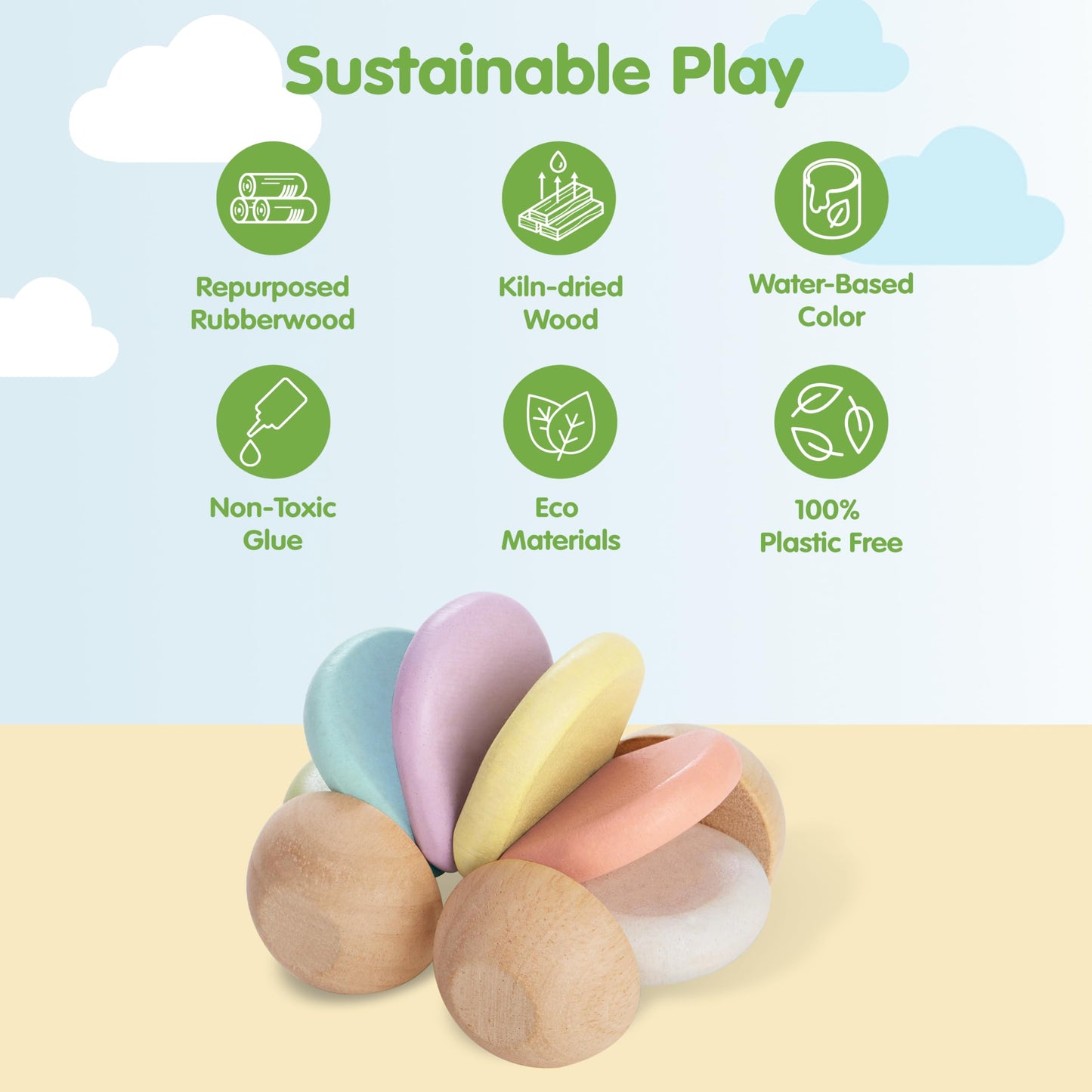 PlanToys Wooden Baby Push Toy Car | Montessori-Inspired Infant Toy