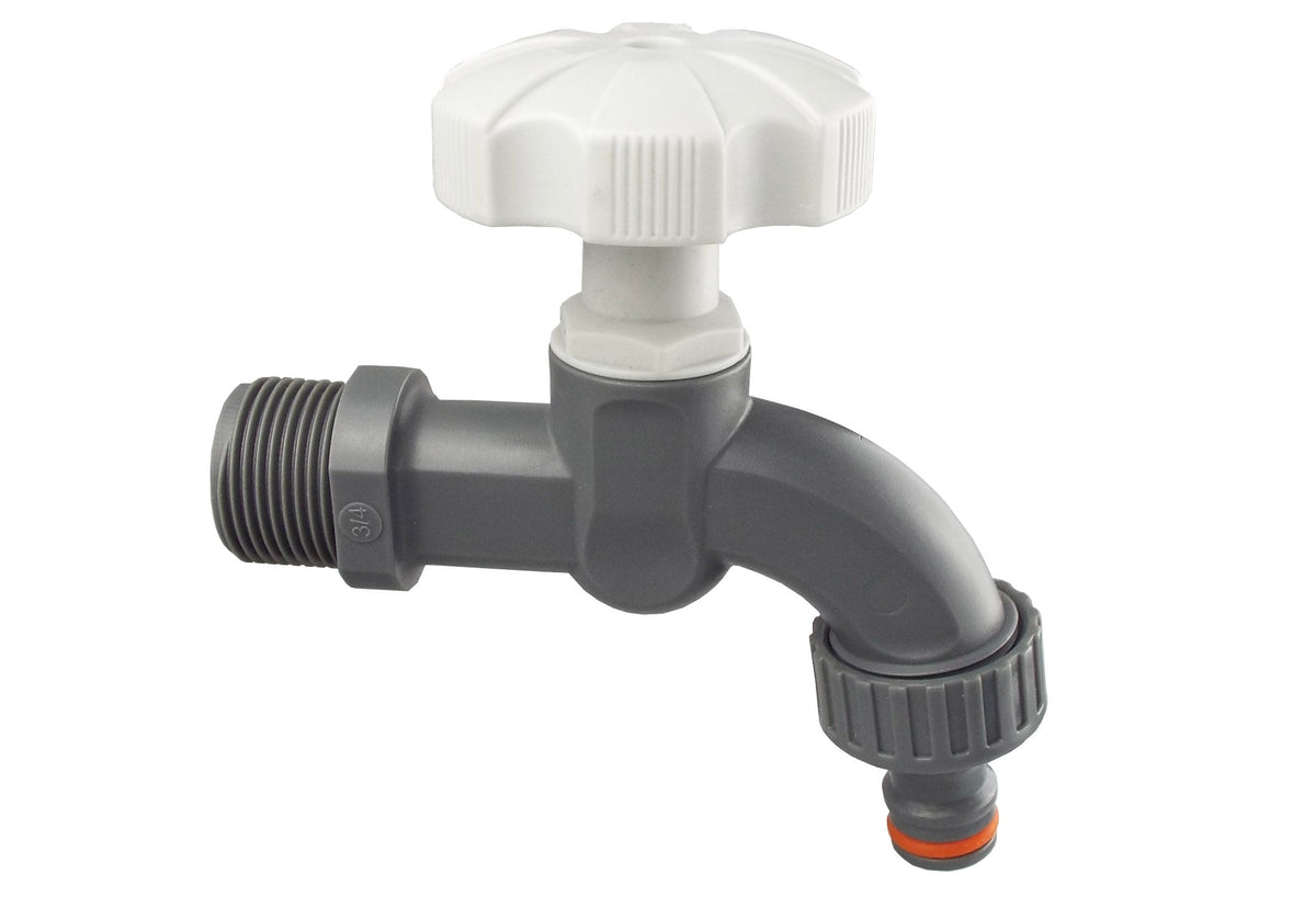 1/2" BSPM Plastic Tap, WL, Grey/White