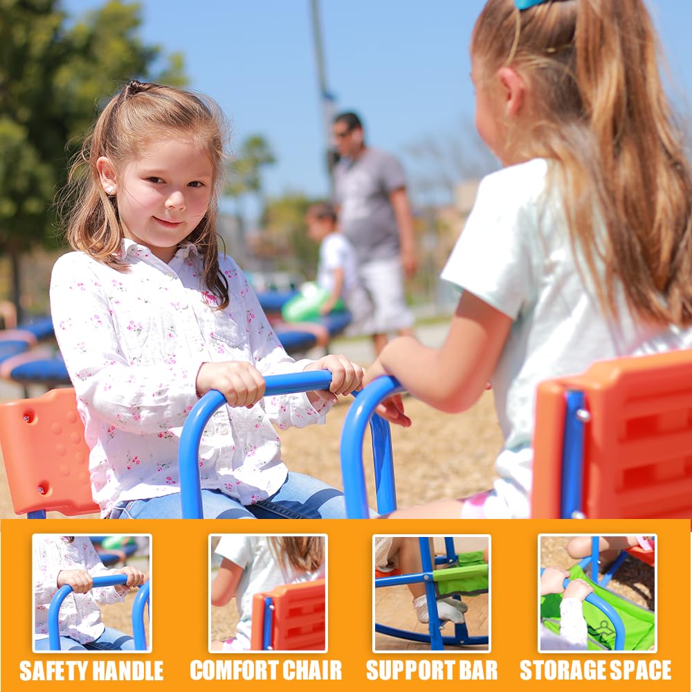 PLATPORTS Double Rocking Seesaw – 2-Seater Outdoor Teeter Totter for Kids Ages 3-5