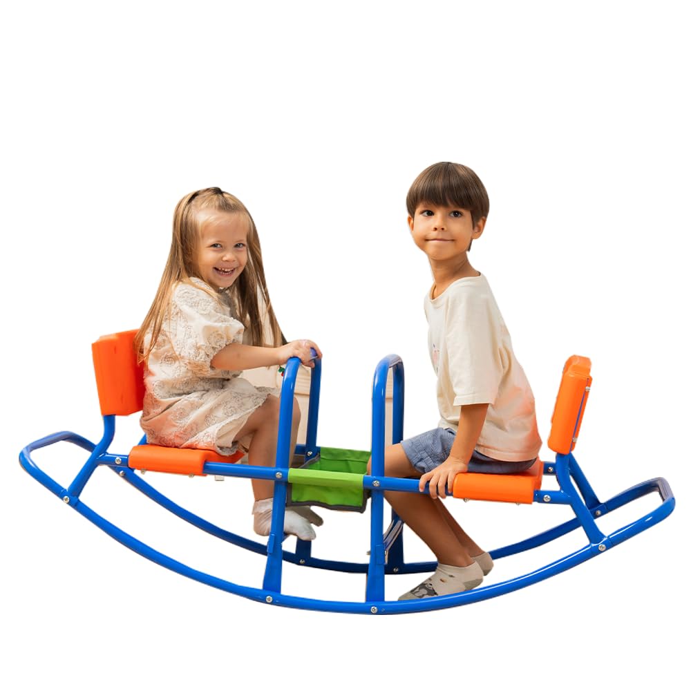 PLATPORTS Double Rocking Seesaw – 2-Seater Outdoor Teeter Totter for Kids Ages 3-5