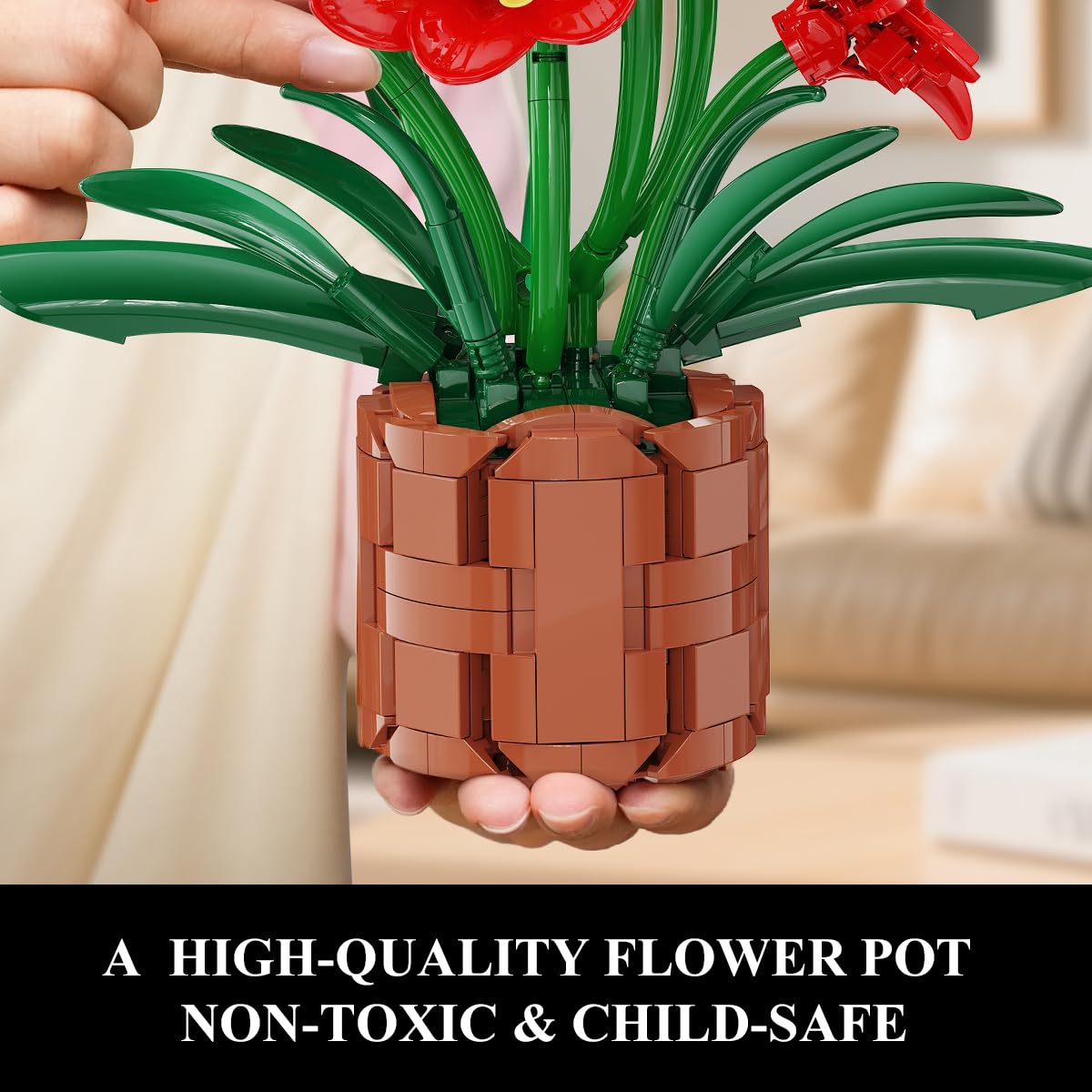 PLAXSOON Amaryllis Bonsai Building Set | 503-Piece Flower Bouquet Kit