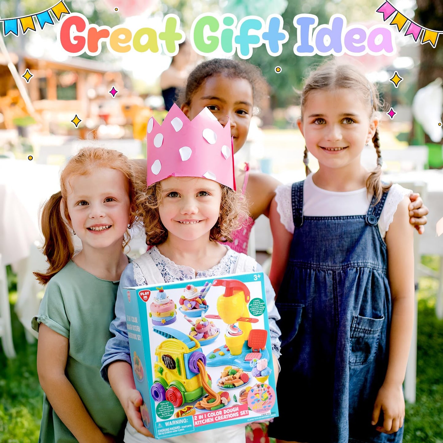 PLAY 2 in 1 Color Dough Kitchen Creations Set | Ice Cream & Noodle Maker | Multicolor Clay 18 oz