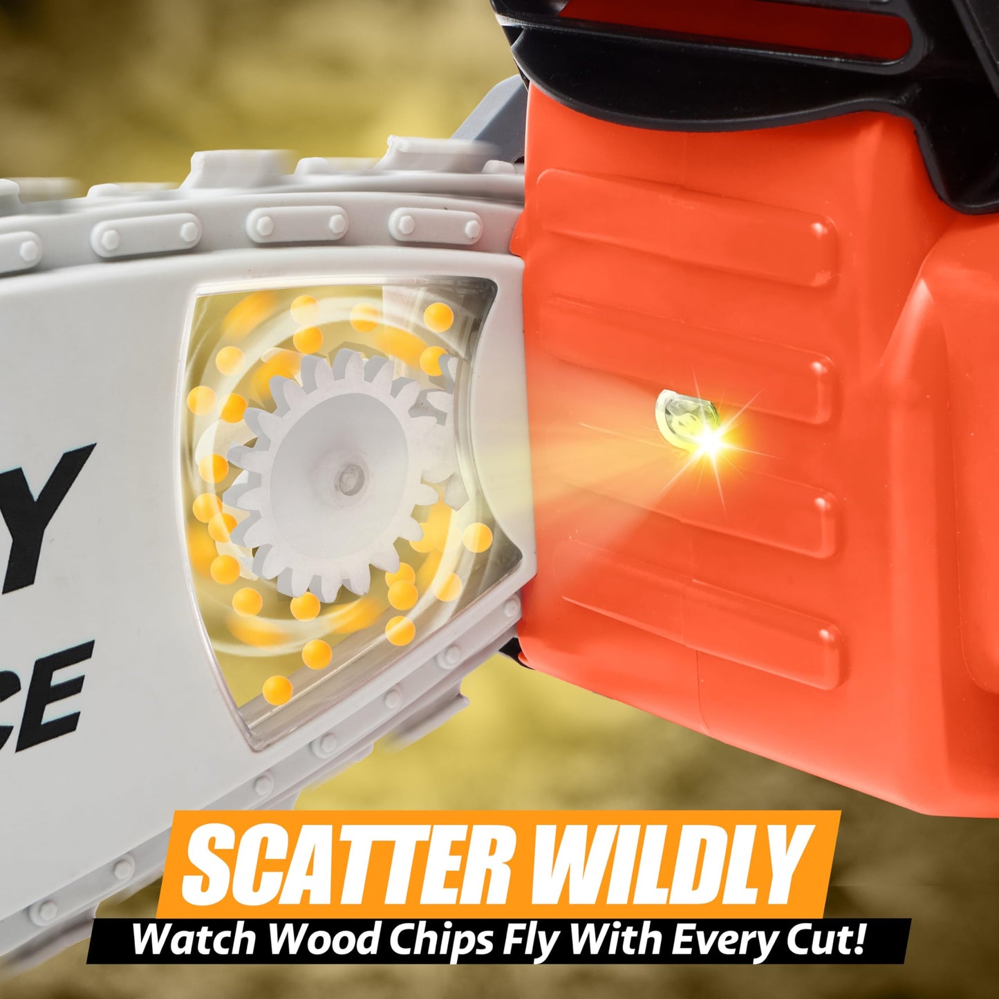 Play-Act Mighty Force Chainsaw Toy for Toddlers – Realistic Lights, Sounds & Safe Easy-Grip Design | Ages 3+