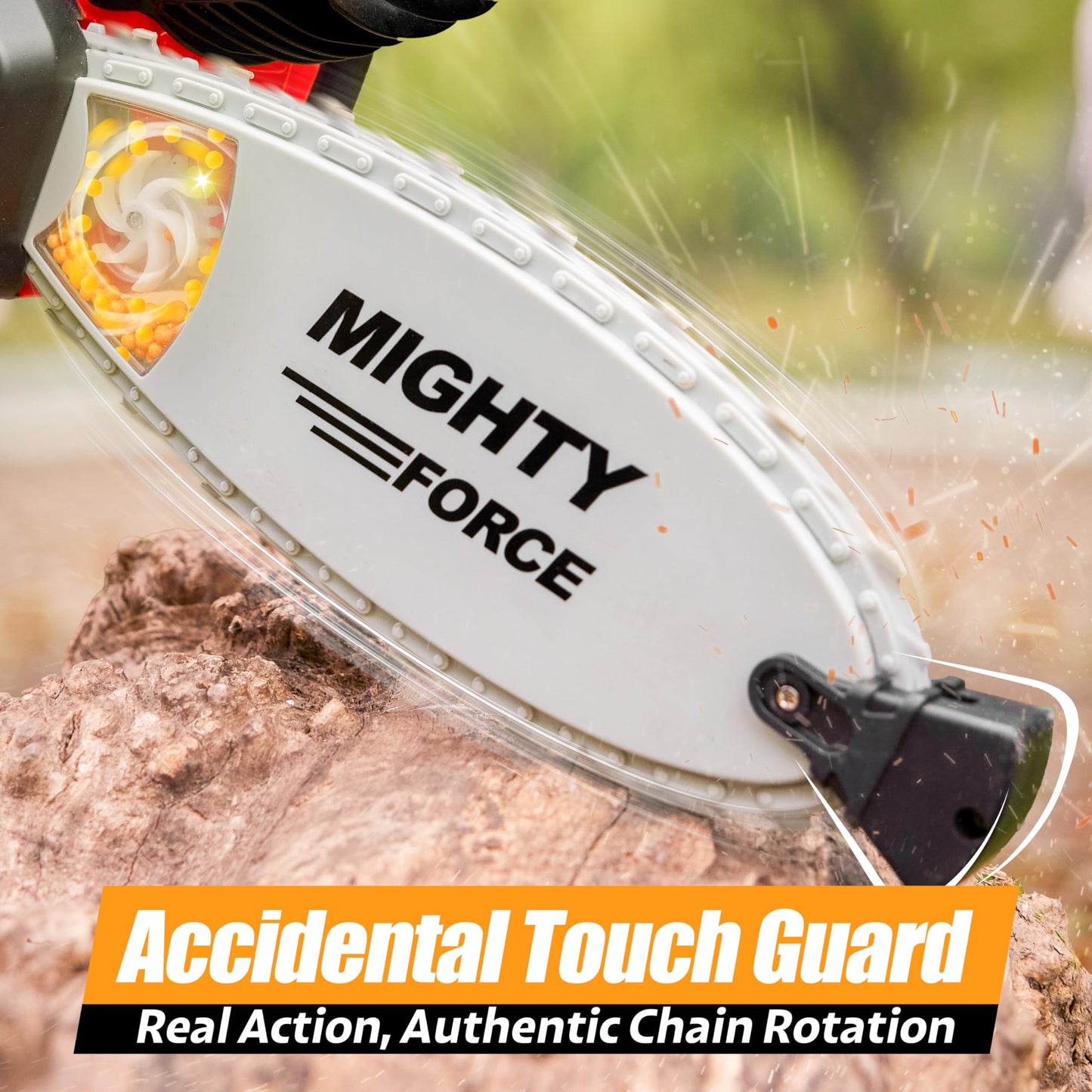 Play-Act Mighty Force Chainsaw Toy for Toddlers – Realistic Lights, Sounds & Safe Easy-Grip Design | Ages 3+