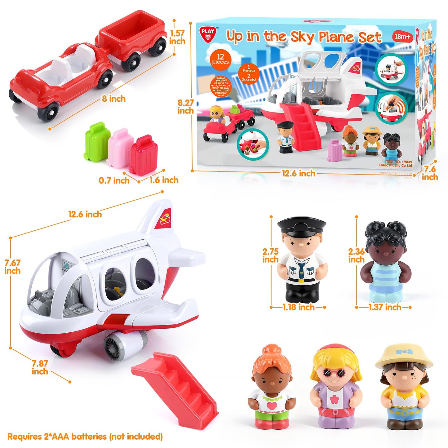 PLAY Airplane Toy for Kids - Musical Travel Plane with Lights (Ages 2+)