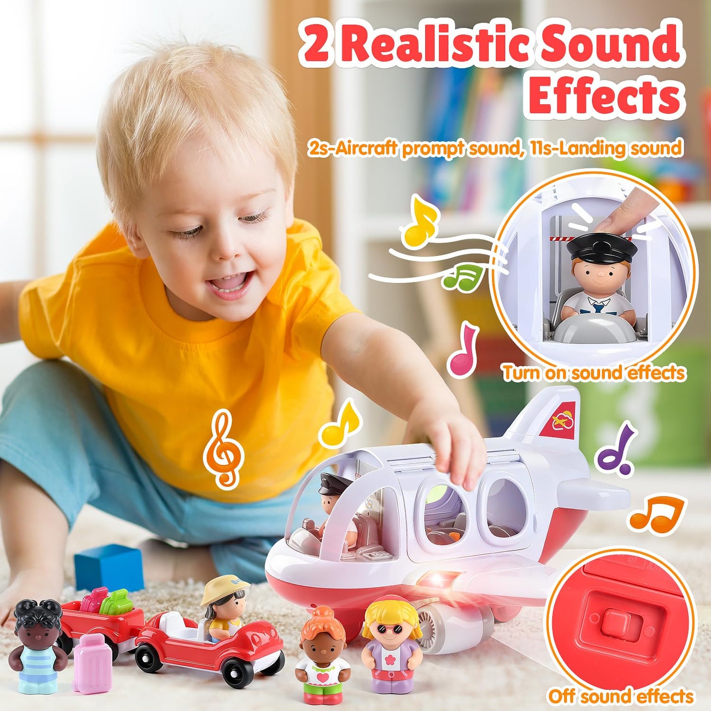 PLAY Airplane Toy for Kids - Musical Travel Plane with Lights (Ages 2+)