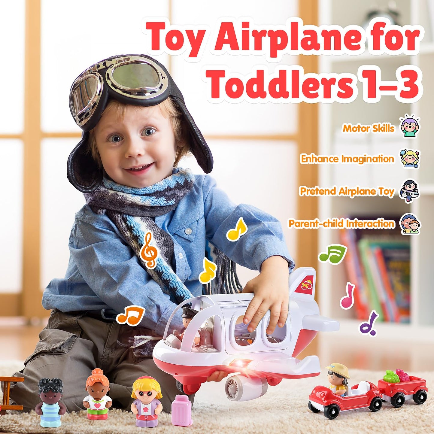 PLAY Airplane Toy for Kids - Musical Travel Plane with Lights (Ages 2+)