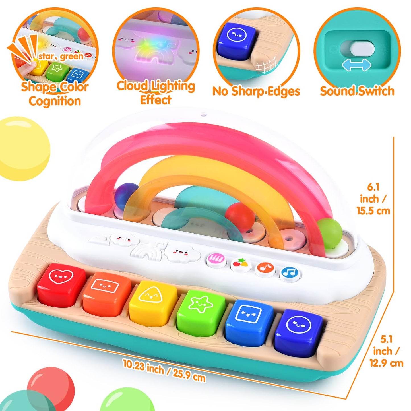 PLAY Baby Rainbow Piano Toys – Lights, Sounds & Pop Up Action for Toddlers 1+