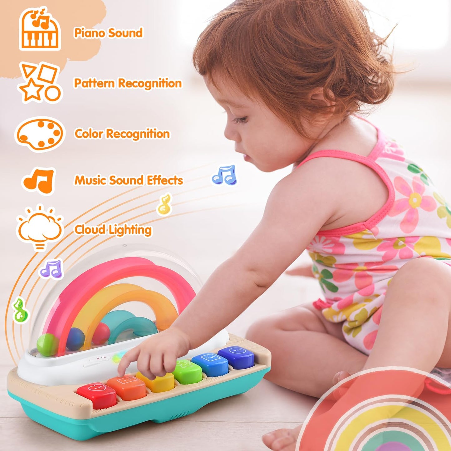 PLAY Baby Rainbow Piano Toys – Lights, Sounds & Pop Up Action for Toddlers 1+