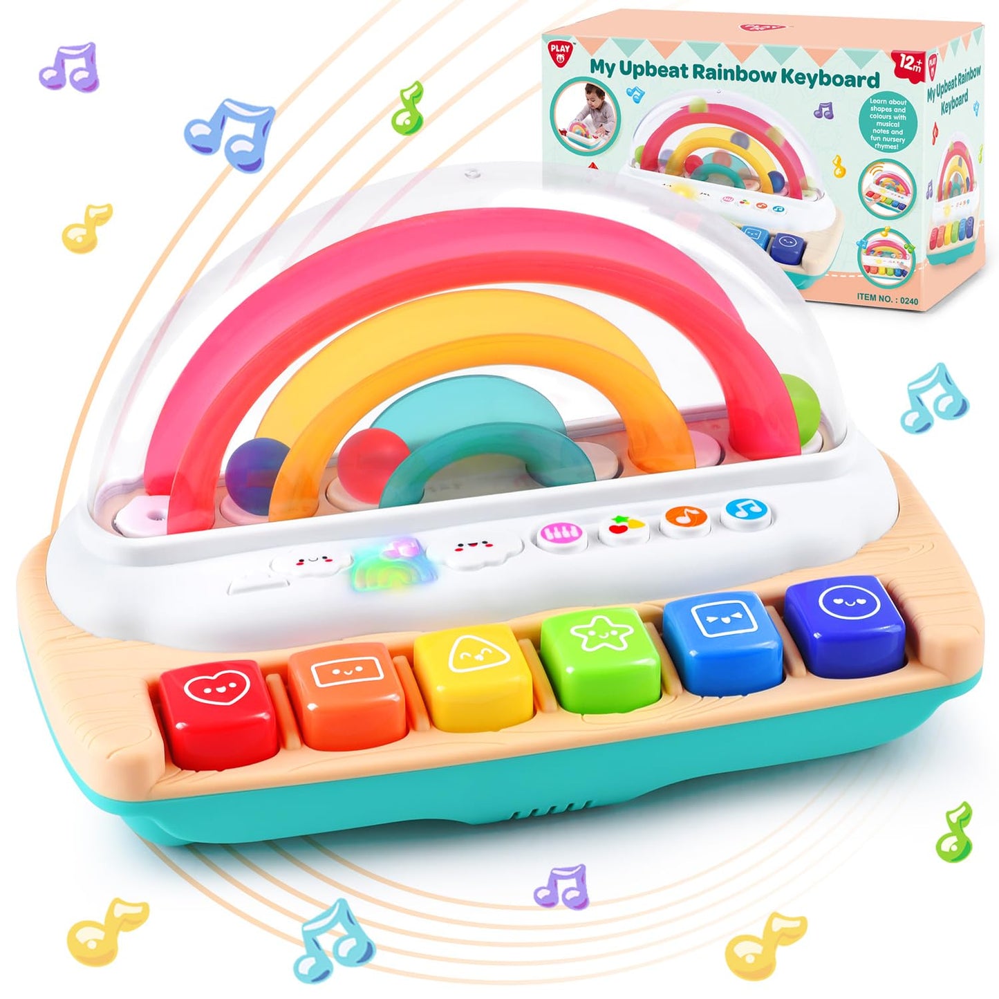 PLAY Baby Rainbow Piano Toys – Lights, Sounds & Pop Up Action for Toddlers 1+