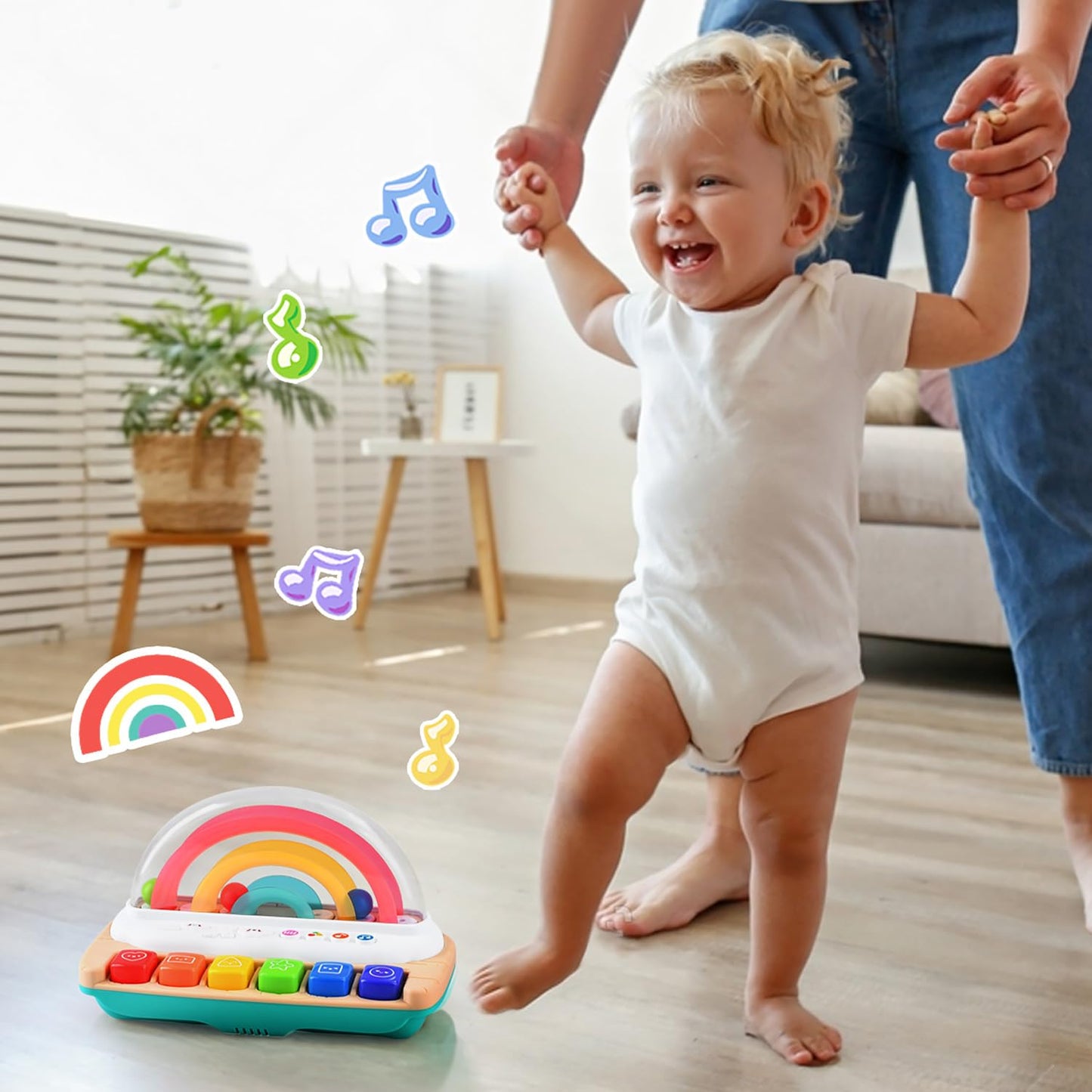 PLAY Baby Rainbow Piano Toys – Lights, Sounds & Pop Up Action for Toddlers 1+