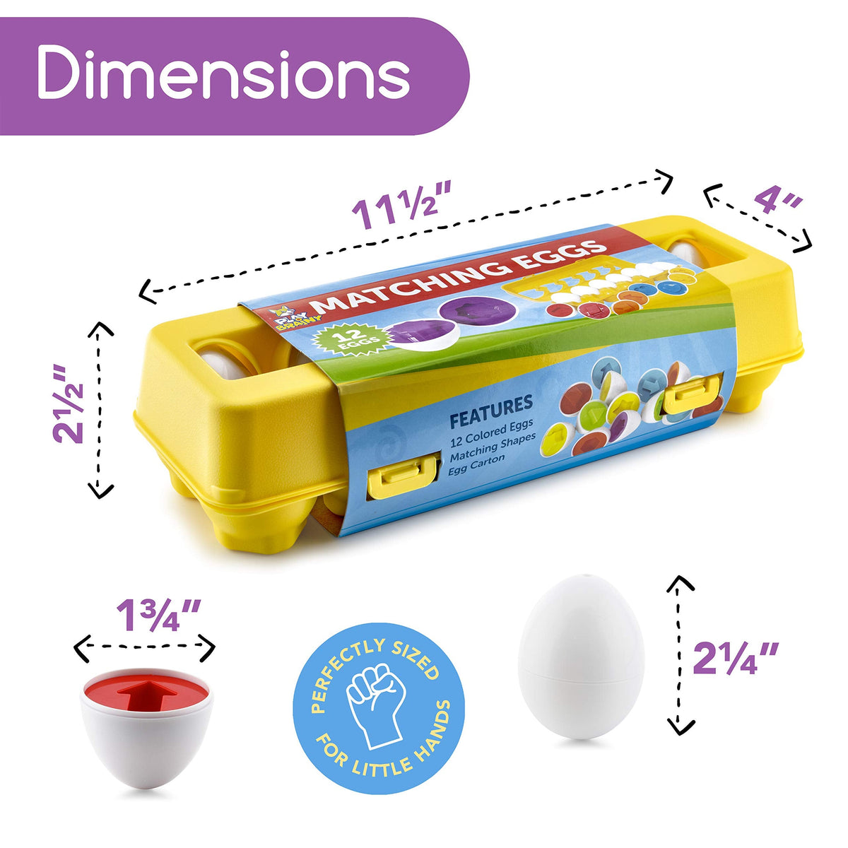 Play Brainy Shape and Color Matching Eggs – Montessori STEM Toy for Toddlers & Preschoolers (12 Eggs)