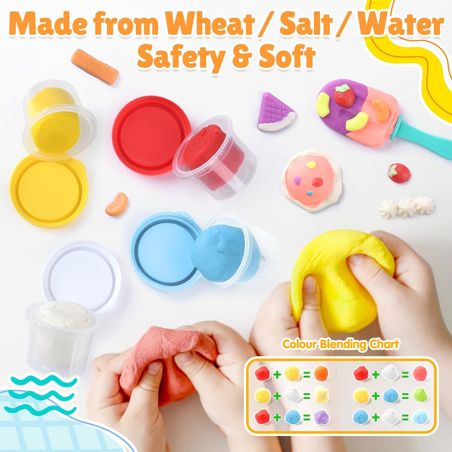 PLAY Clay Dough Set with Ice Cream Maker, Noodle Maker & More | Creative Arts & Pretend Play Kit for Kids