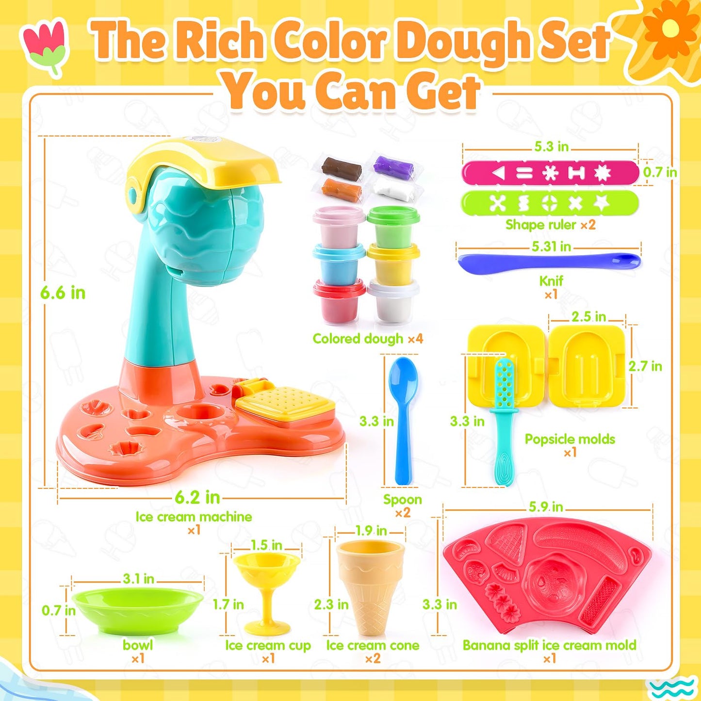 PLAY Clay Dough Set with Ice Cream Maker, Noodle Maker & More | Creative Arts & Pretend Play Kit for Kids