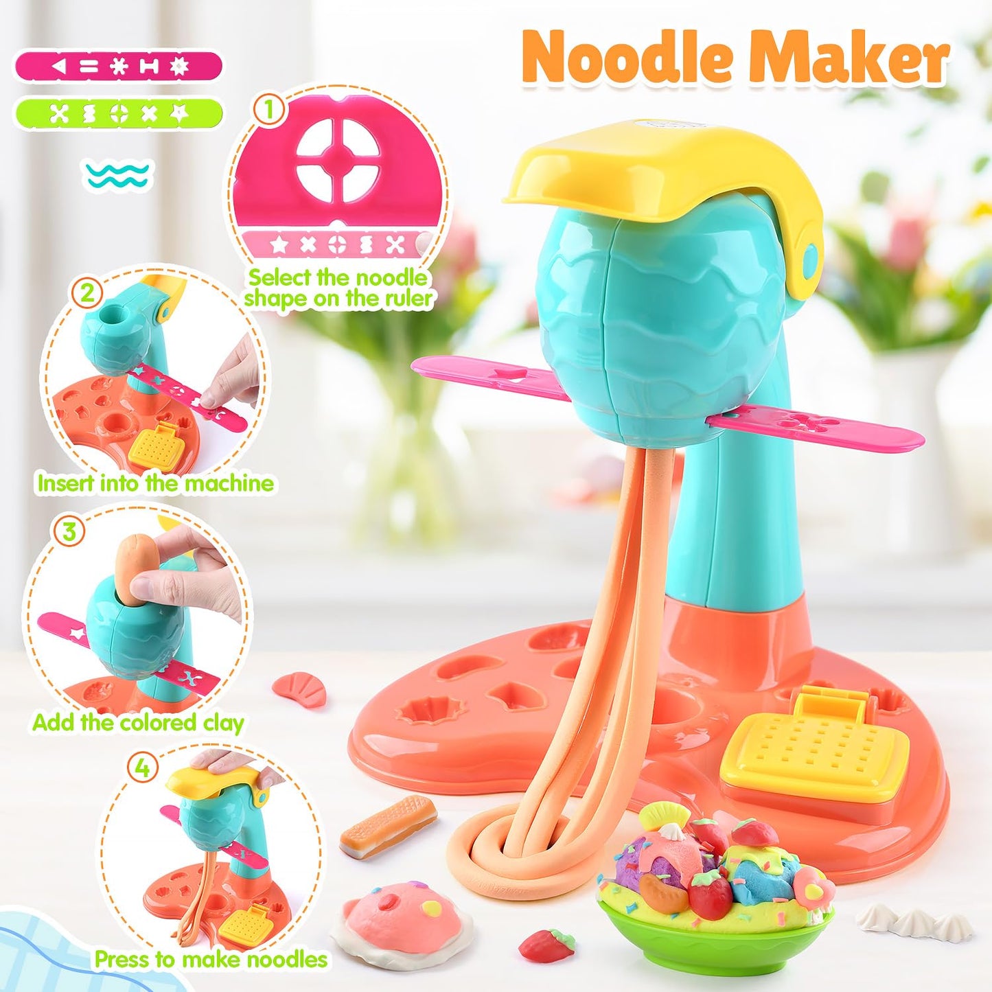PLAY Clay Dough Set with Ice Cream Maker, Noodle Maker & More | Creative Arts & Pretend Play Kit for Kids