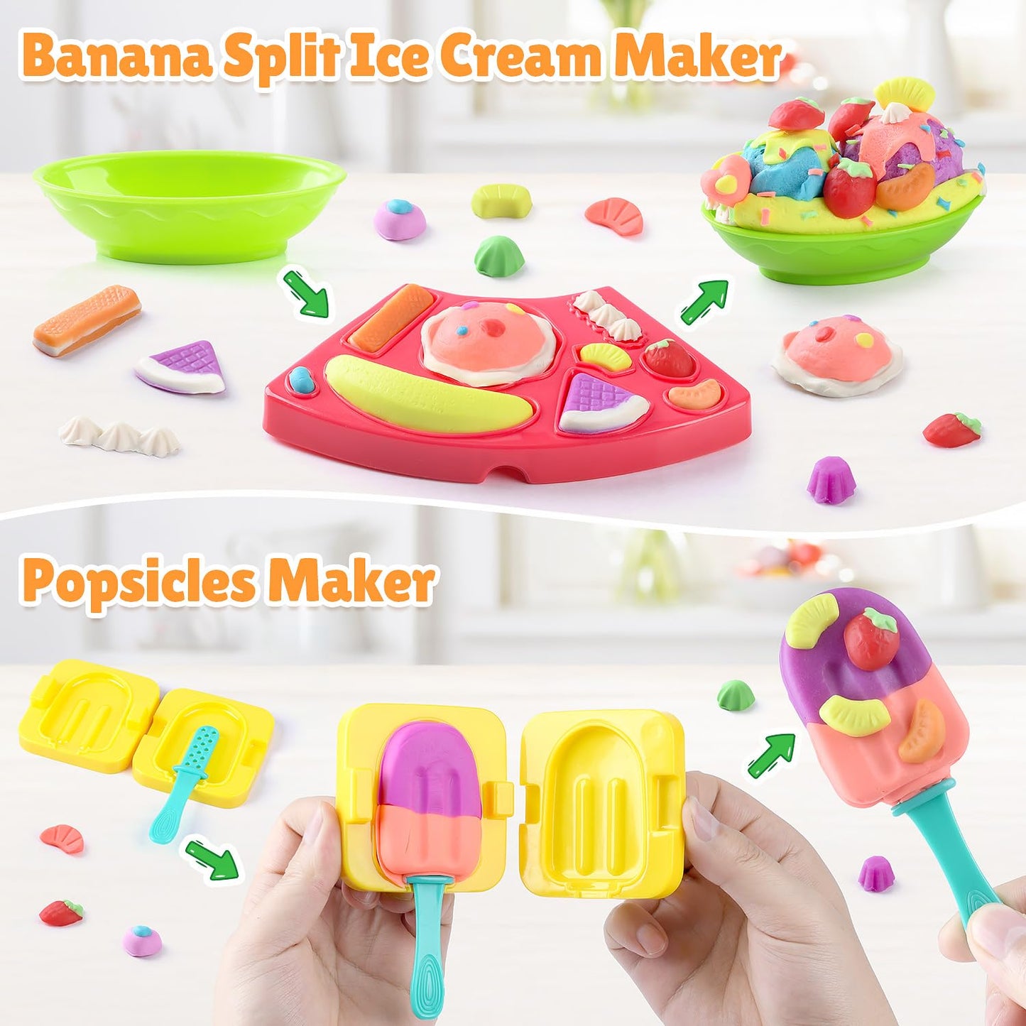 PLAY Clay Dough Set with Ice Cream Maker, Noodle Maker & More | Creative Arts & Pretend Play Kit for Kids