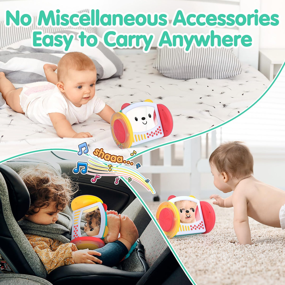 PLAY Tummy Time Toys: Rolling Baby Mirror for Newborns–12 Months