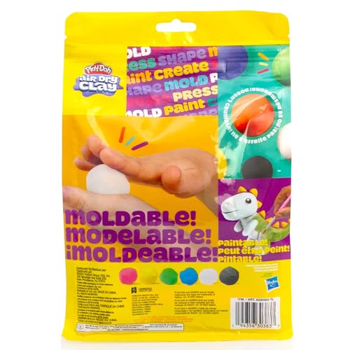 Play-Doh Air-Dry Clay — 6 Vibrant Colors, Lightweight & Crumble-Free for Kids | Mold, Paint, Create