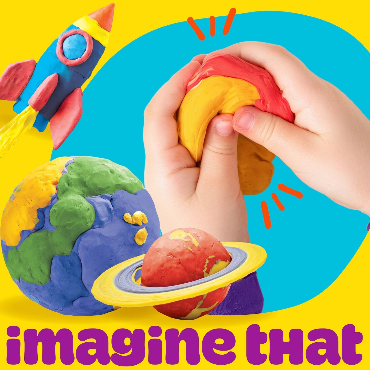 Play-Doh Air-Dry Clay — 6 Vibrant Colors, Lightweight & Crumble-Free for Kids | Mold, Paint, Create