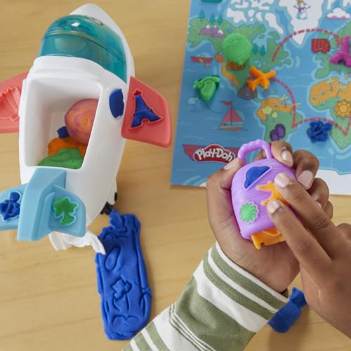 Play-Doh Airplane Explorer Starter Set - World Map Playmat, 3 Tools & 4 Colors