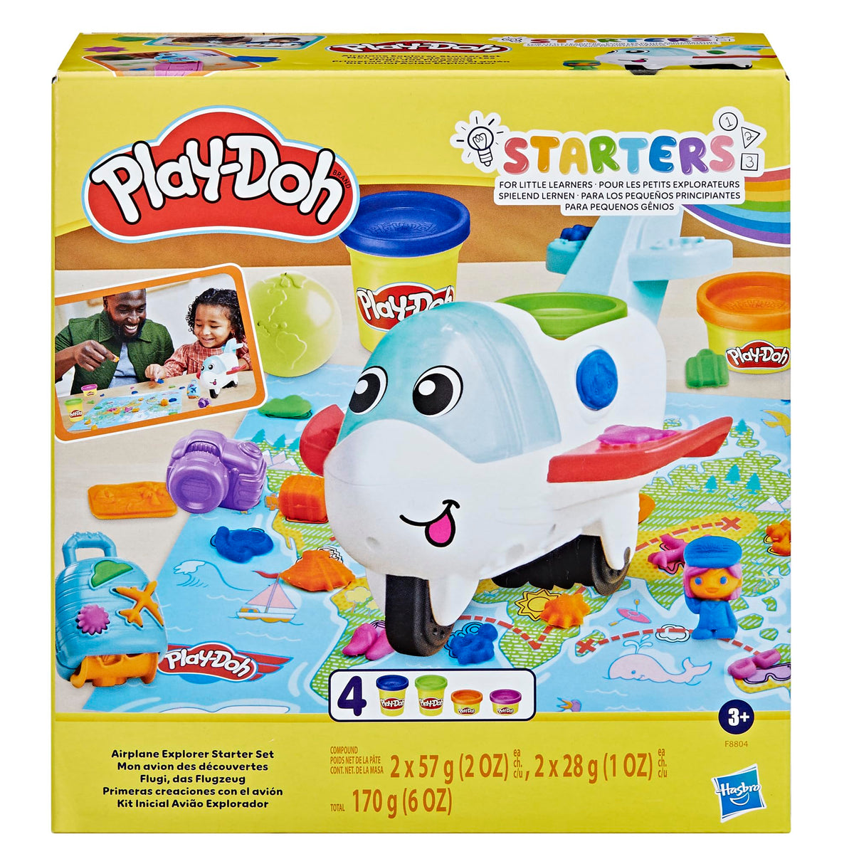 Play-Doh Airplane Explorer Starter Set - World Map Playmat, 3 Tools & 4 Colors