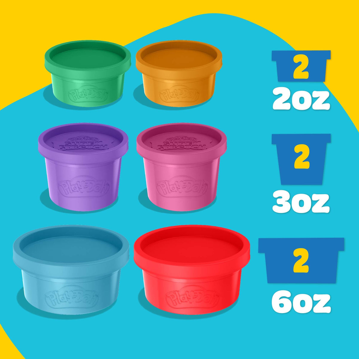 Play-Doh 6 Variety Compounds - Scented Super Stretch, Foam, Cloud & Butter Collection | 1.5-6 oz Each