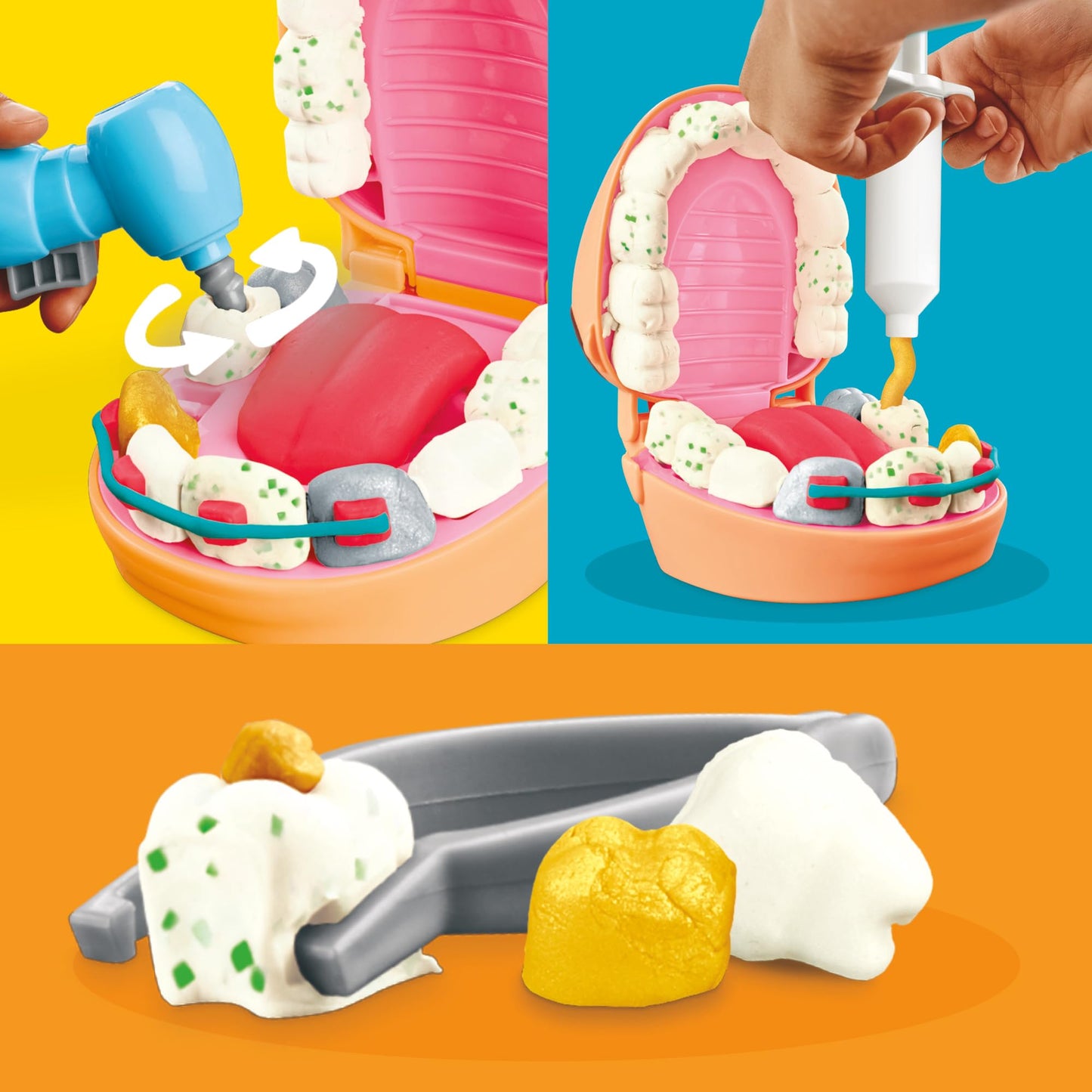 Play-Doh Drill 'n Fill Dentist Toy for Kids 3+ | 10 Tools, 8 Cans, Non-Toxic