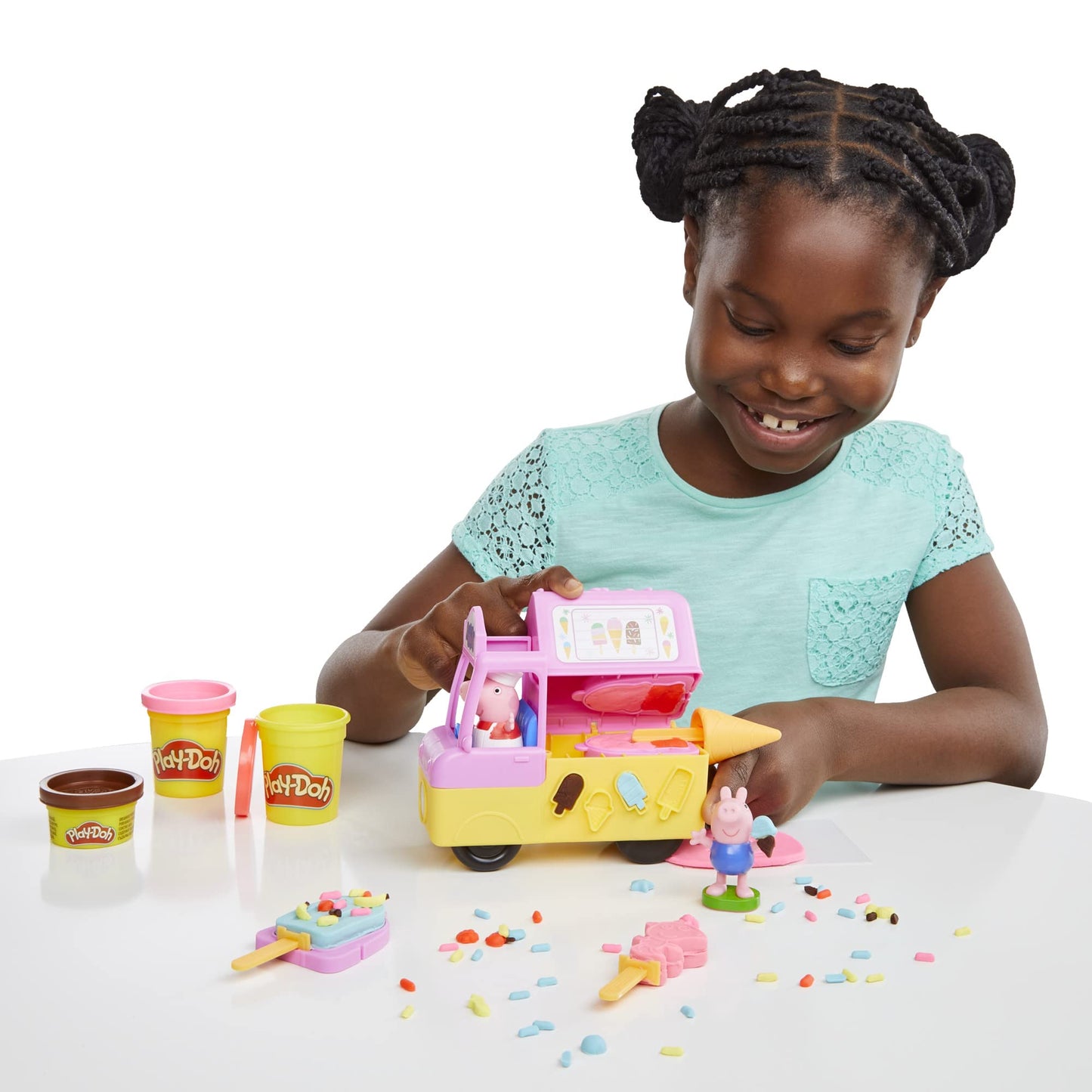 Play-Doh Peppa’s Ice Cream Playset: Truck & Figures, 5 Colors
