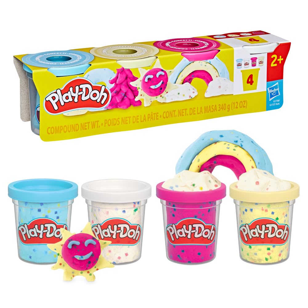 Play-Doh 4 Pack Confetti Putty – Colourful Clay Set for Creative Play and Crafts
