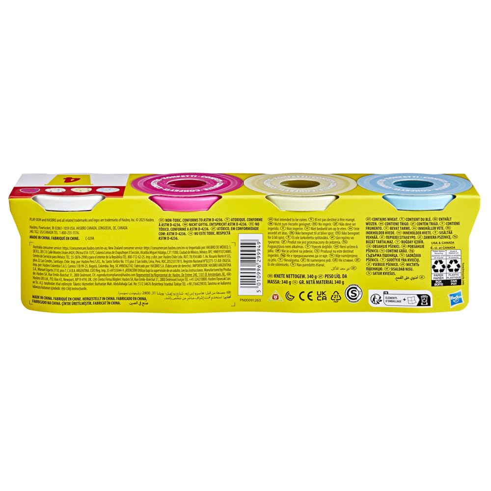 Play-Doh 4 Pack Confetti Putty – Colourful Clay Set for Creative Play and Crafts