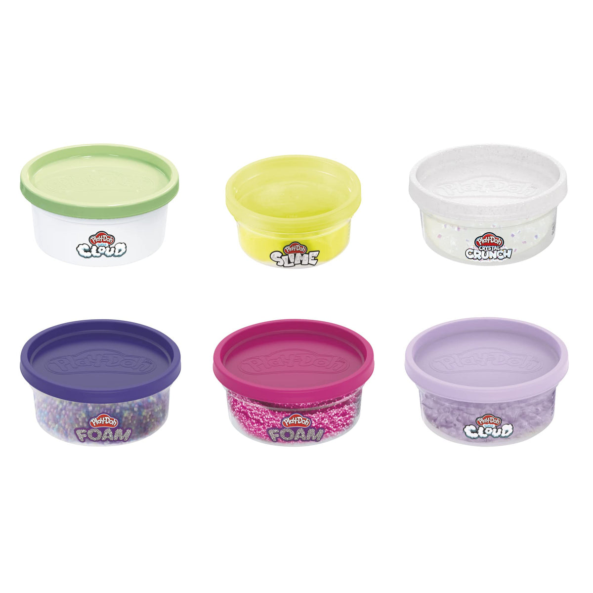 Play-Doh Slime, Crystal Crunch, Super Cloud & Foam – 6-Texture Pack for Kids 3+