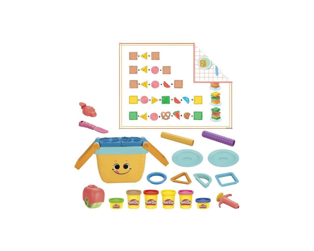 Play-Doh Picnic Shapes Starter Set – Preschool Arts & Crafts Kit with Picnic-Themed Tools & 6 Tubs