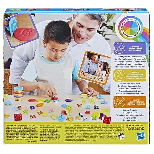 Play-Doh Fundamentals Letters with 26 Letter Stamper Tools, 6 Colors – Back-to-School Classroom Supplies for Kids (Ages 3+)