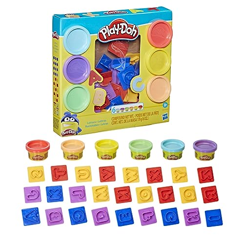 Play-Doh Fundamentals Letters with 26 Letter Stamper Tools, 6 Colors – Back-to-School Classroom Supplies for Kids (Ages 3+)
