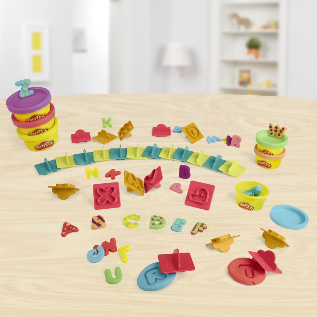 Play-Doh Fundamentals Letters with 26 Letter Stamper Tools, 6 Colors – Back-to-School Classroom Supplies for Kids (Ages 3+)