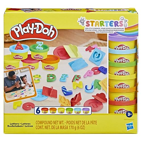 Play-Doh Fundamentals Letters with 26 Letter Stamper Tools, 6 Colors – Back-to-School Classroom Supplies for Kids (Ages 3+)