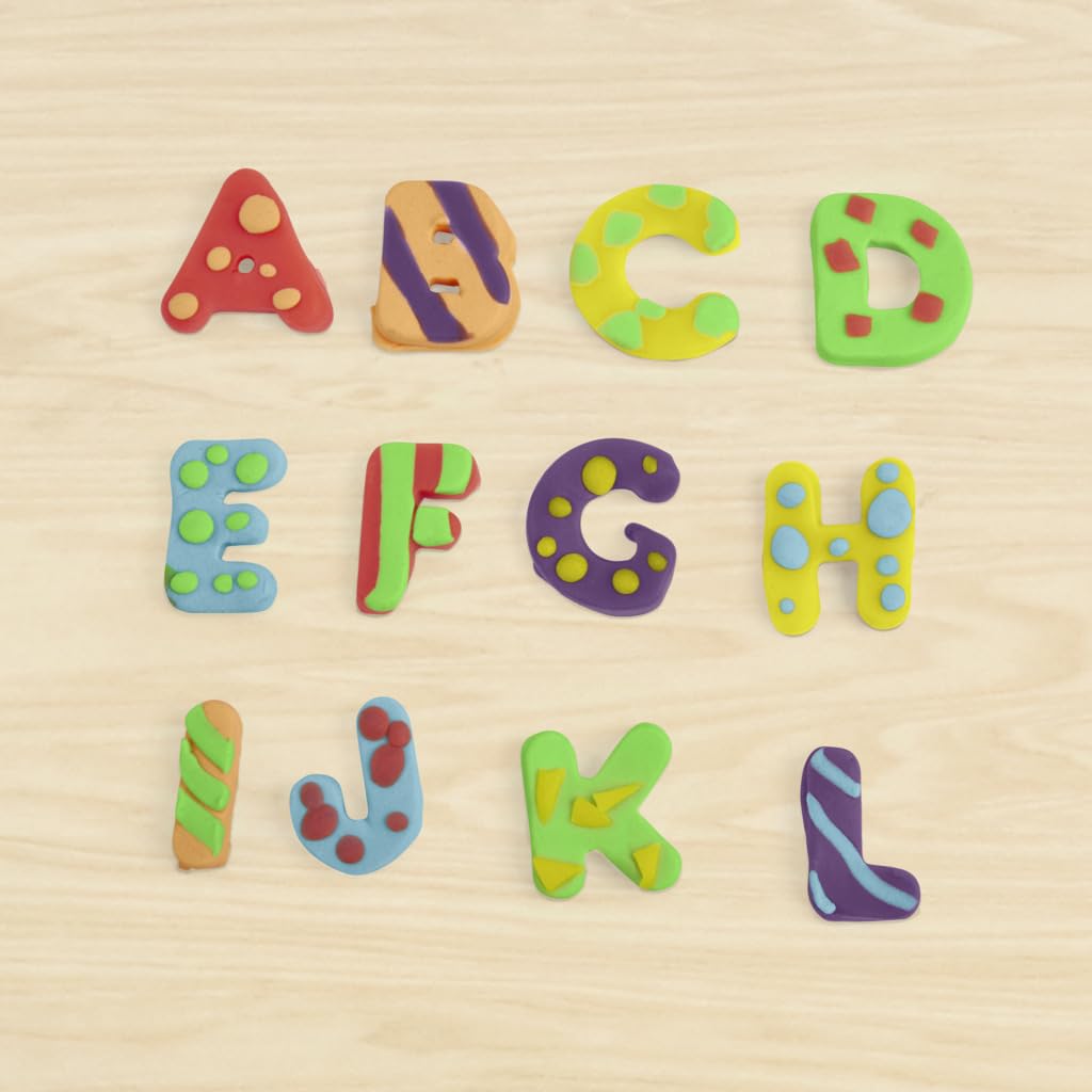 Play-Doh Fundamentals Letters with 26 Letter Stamper Tools, 6 Colors – Back-to-School Classroom Supplies for Kids (Ages 3+)
