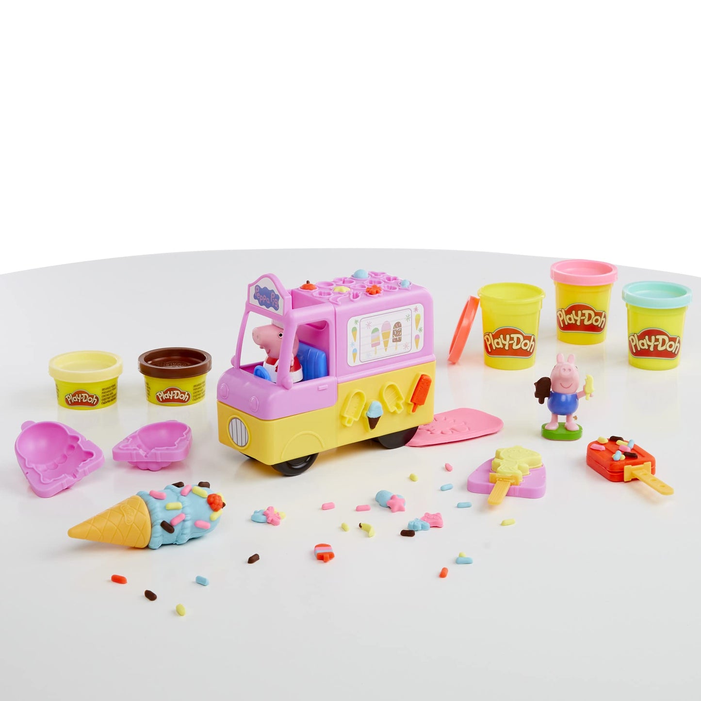 Play-Doh Peppa’s Ice Cream Playset: Truck & Figures, 5 Colors
