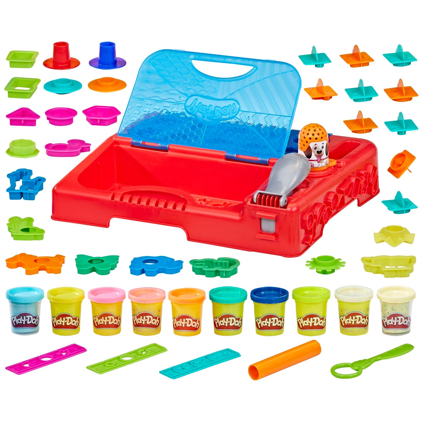 Play-Doh Grab 'n Go Activity Center — 30+ Tools, 10 Cans, Travel Case (Non-Toxic)