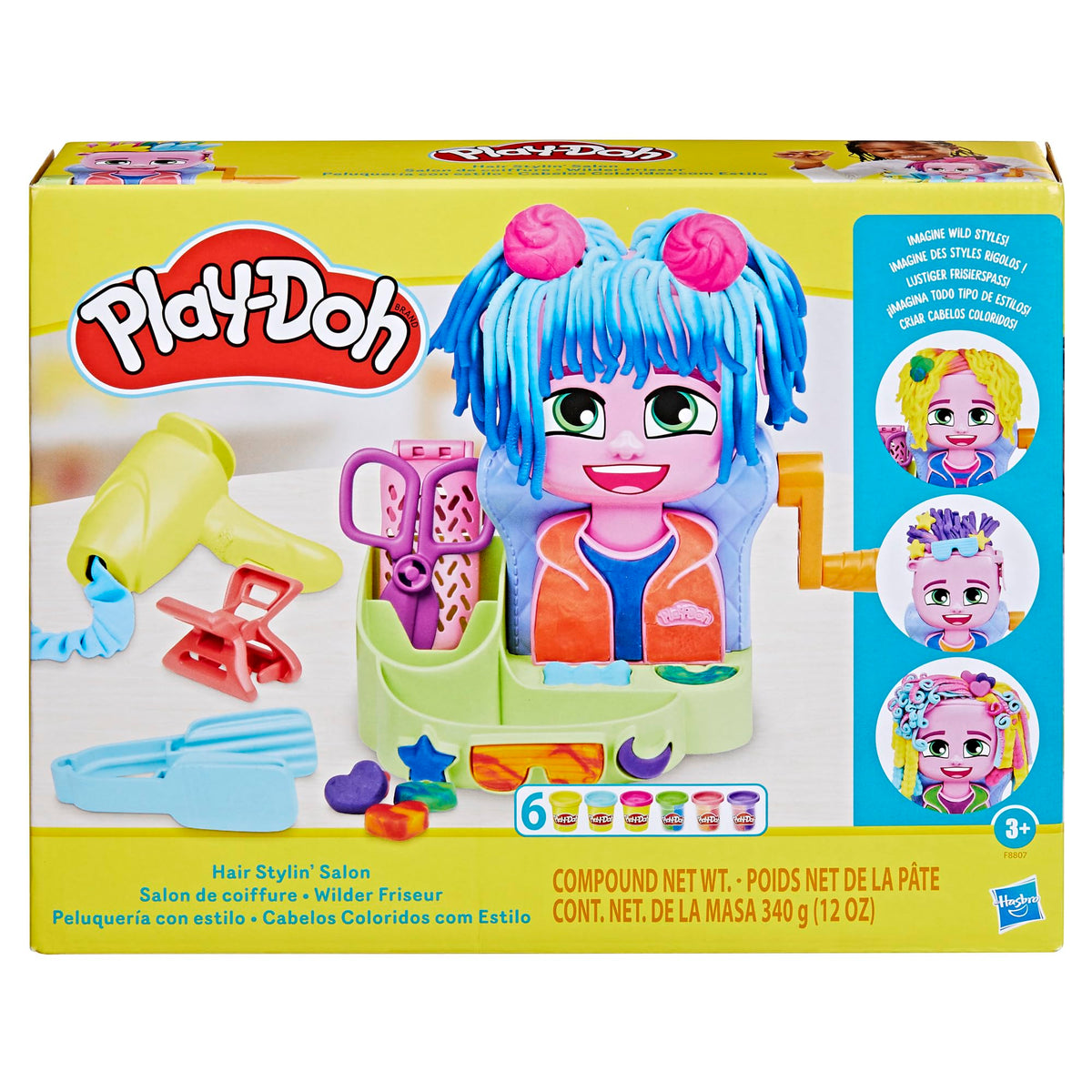 Play-Doh Hair Stylin' Salon Playset with 6 Cans | Pretend Hair Styling for Kids 3+