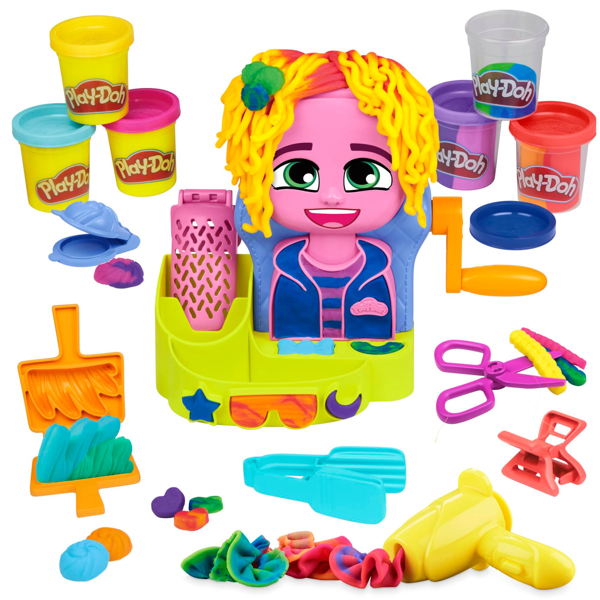 Play-Doh Hair Stylin' Salon Playset with 6 Cans | Pretend Hair Styling for Kids 3+