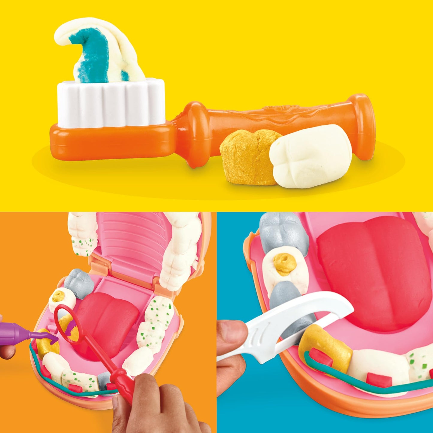 Play-Doh Drill 'n Fill Dentist Toy for Kids 3+ | 10 Tools, 8 Cans, Non-Toxic