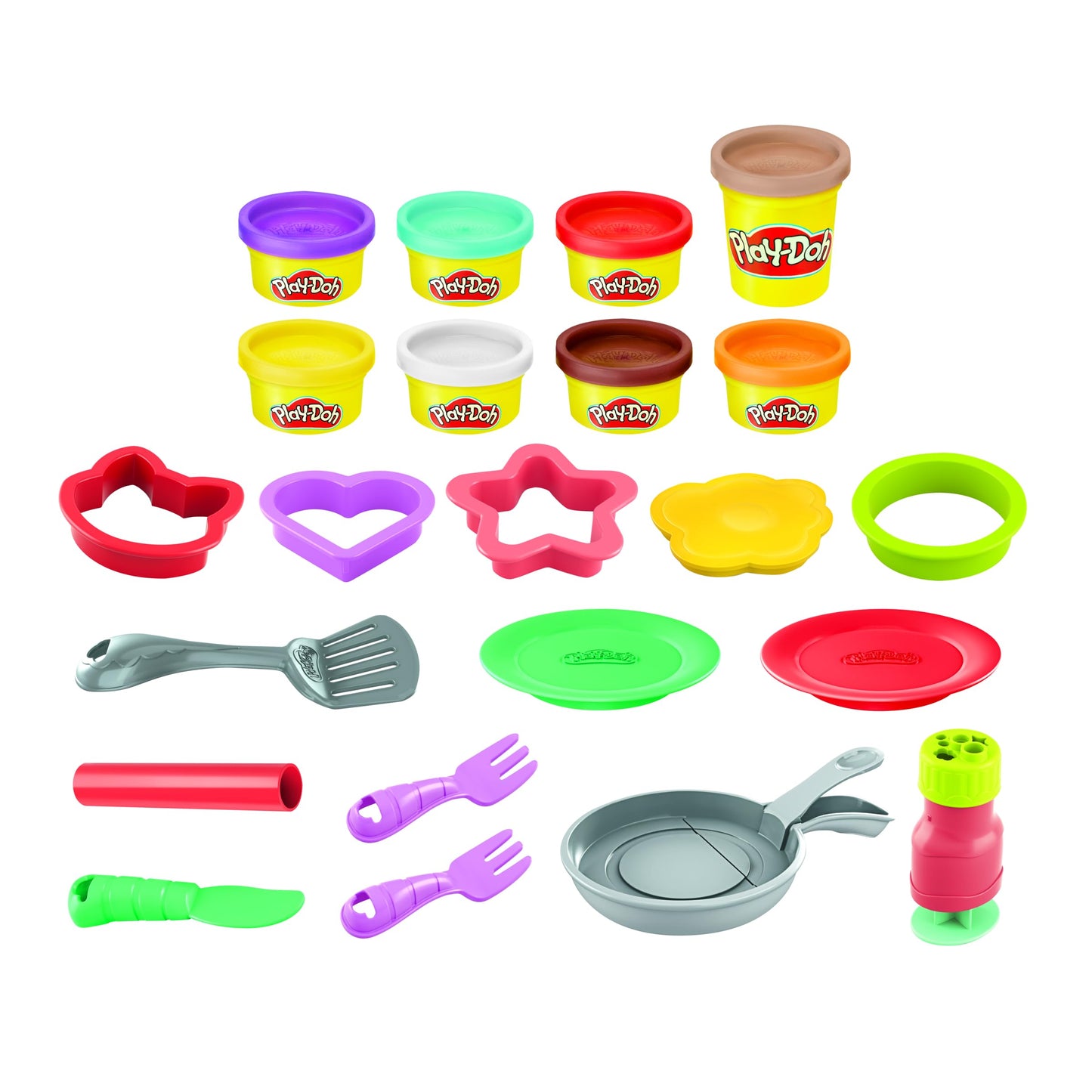 Play-Doh Kitchen Creations Flip 'n Pancakes Set – 14 Accessories & 8 Cans (Ages 3+)