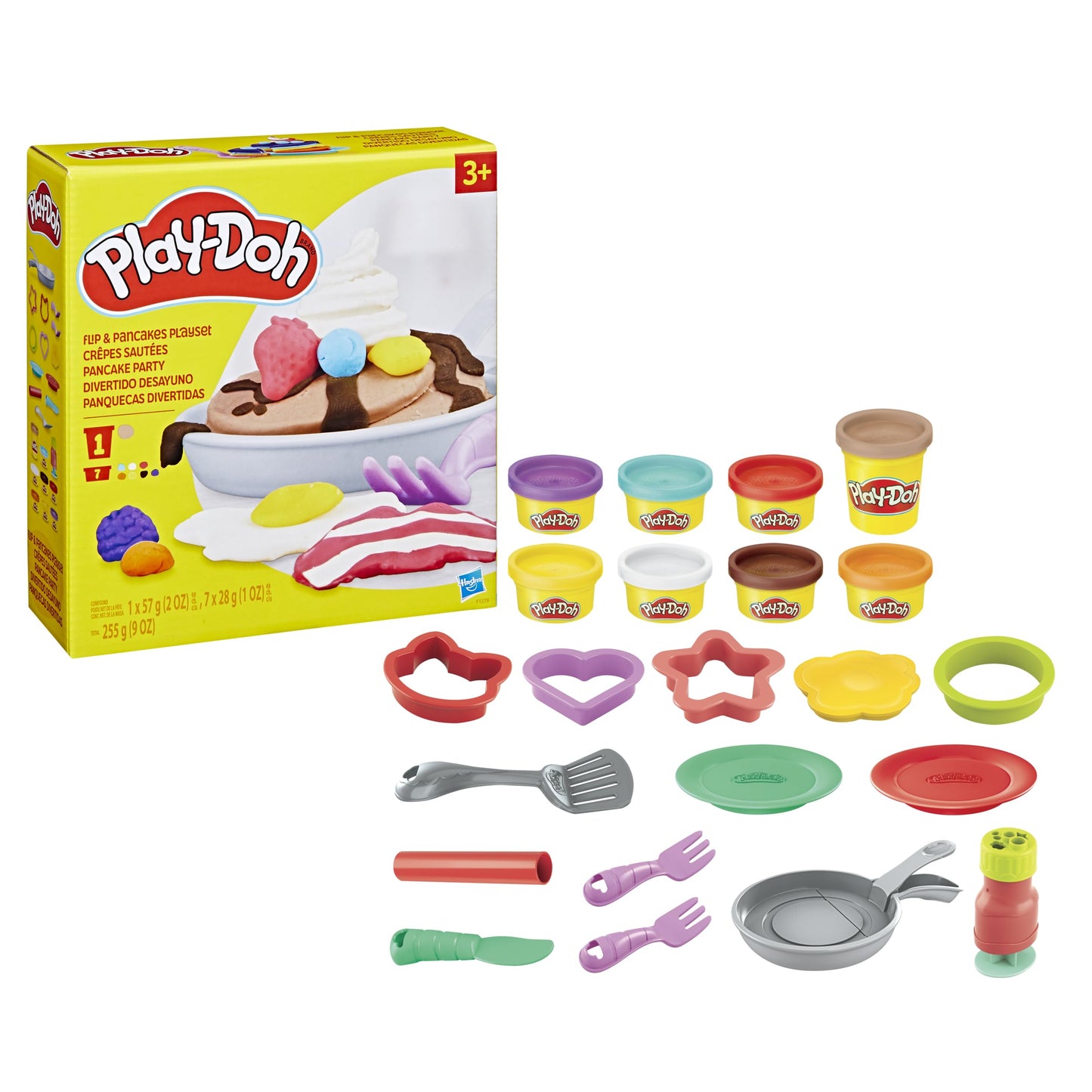 Play-Doh Kitchen Creations Flip 'n Pancakes Set – 14 Accessories & 8 Cans (Ages 3+)