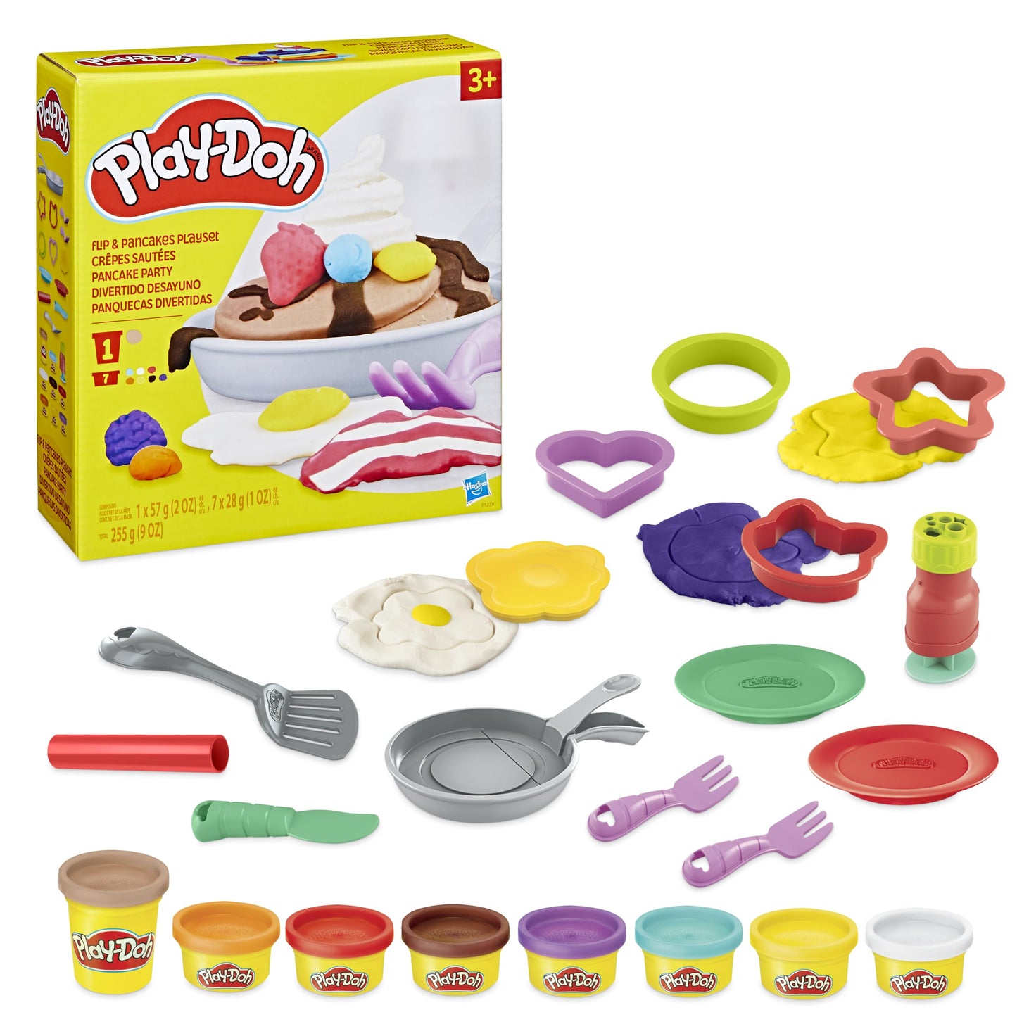 Play-Doh Kitchen Creations Flip 'n Pancakes Set – 14 Accessories & 8 Cans (Ages 3+)