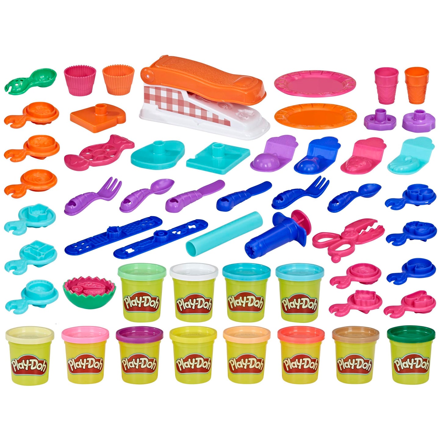 Play-Doh Kitchen Creations Fun Factory Playset – 12 Cans, 42 Tools for Kids 3+ (Amazon Exclusive)
