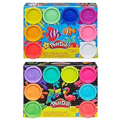 Play-Doh 8 Pack Bundle: Rainbow & Neon Compound Sets (16 Colors)