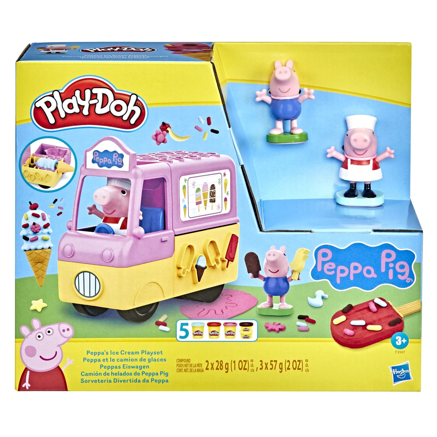 Play-Doh Peppa’s Ice Cream Playset: Truck & Figures, 5 Colors