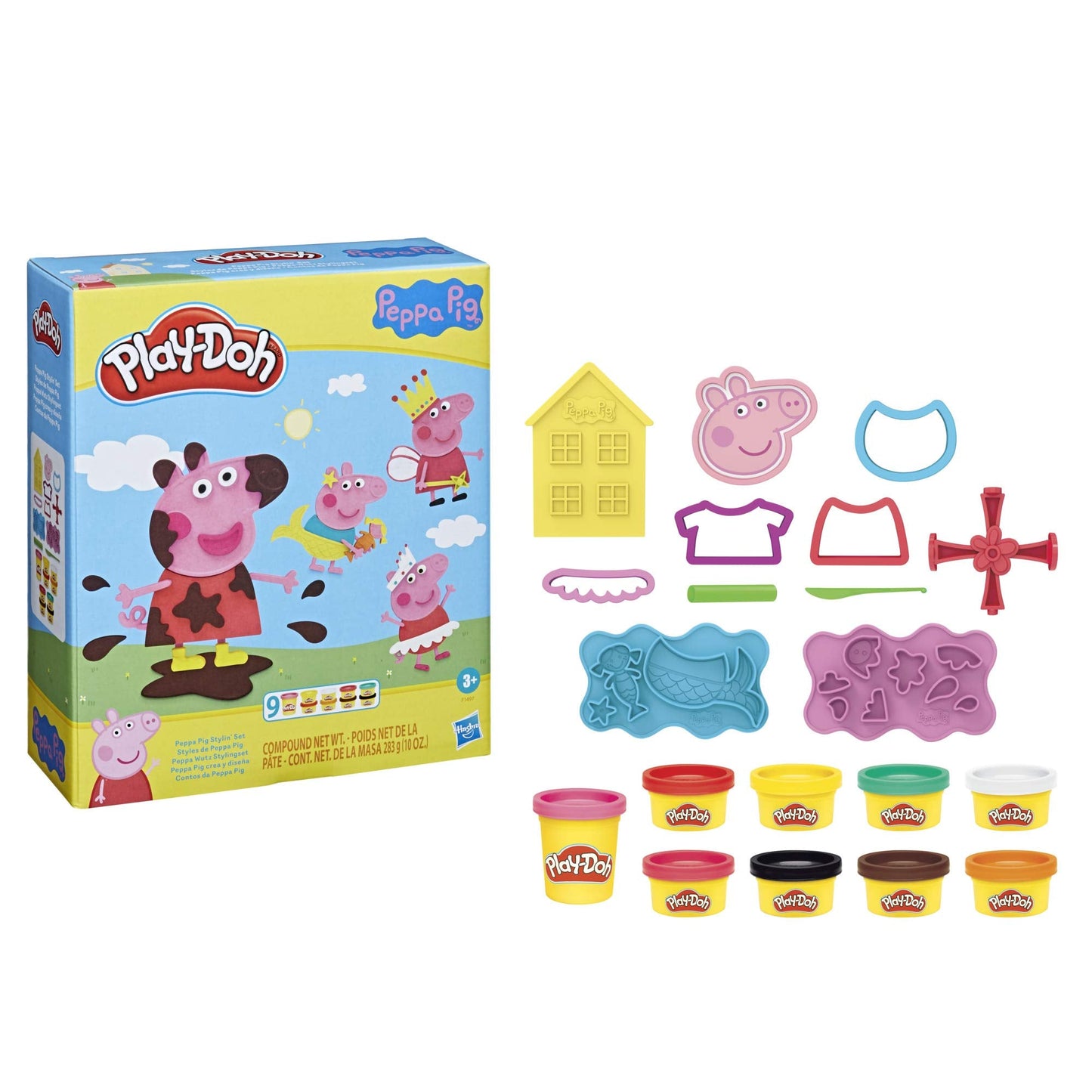Play-Doh Peppa Pig Stylin Set - 9 Non-Toxic Cans & 11 Accessories for Kids 3+
